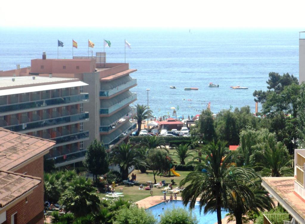 a view of the ocean from a hotel at Apartamento Fanals in Lloret de Mar