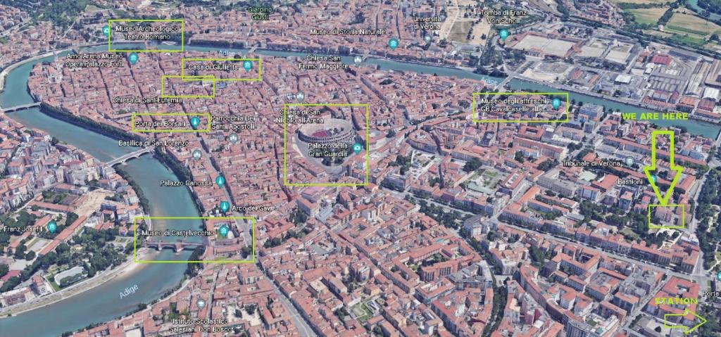 Nespecifikovaný výhled na destinaci Verona nebo výhled na město při pohledu z penzionu