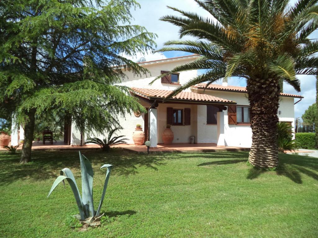 ein Haus mit einer Palme im Hof in der Unterkunft Villa Aunti in Albinia