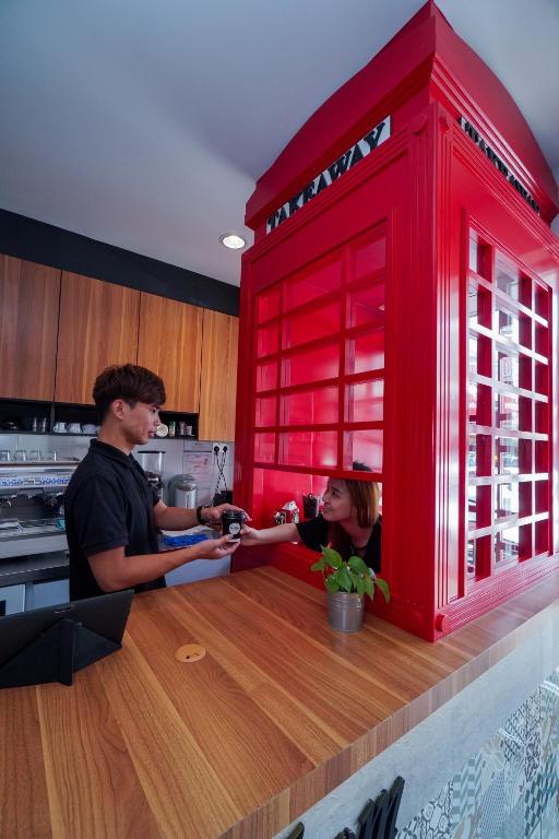 Kuchyň nebo kuchyňský kout v ubytování Bloommaze Boutique Hotel Puchong