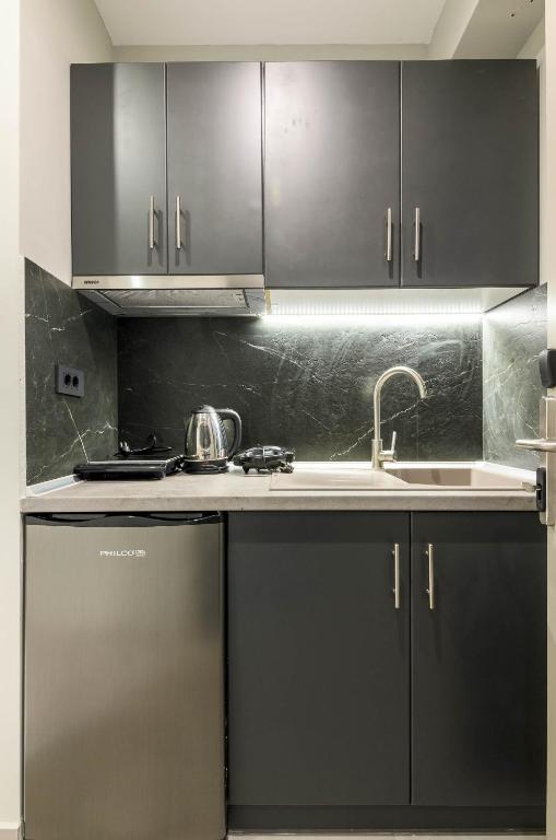 Kuchyň nebo kuchyňský kout v ubytování Artemis Apartments