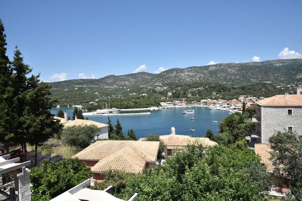 a view of a harbor with boats in the water at Sivota Muses in Syvota
