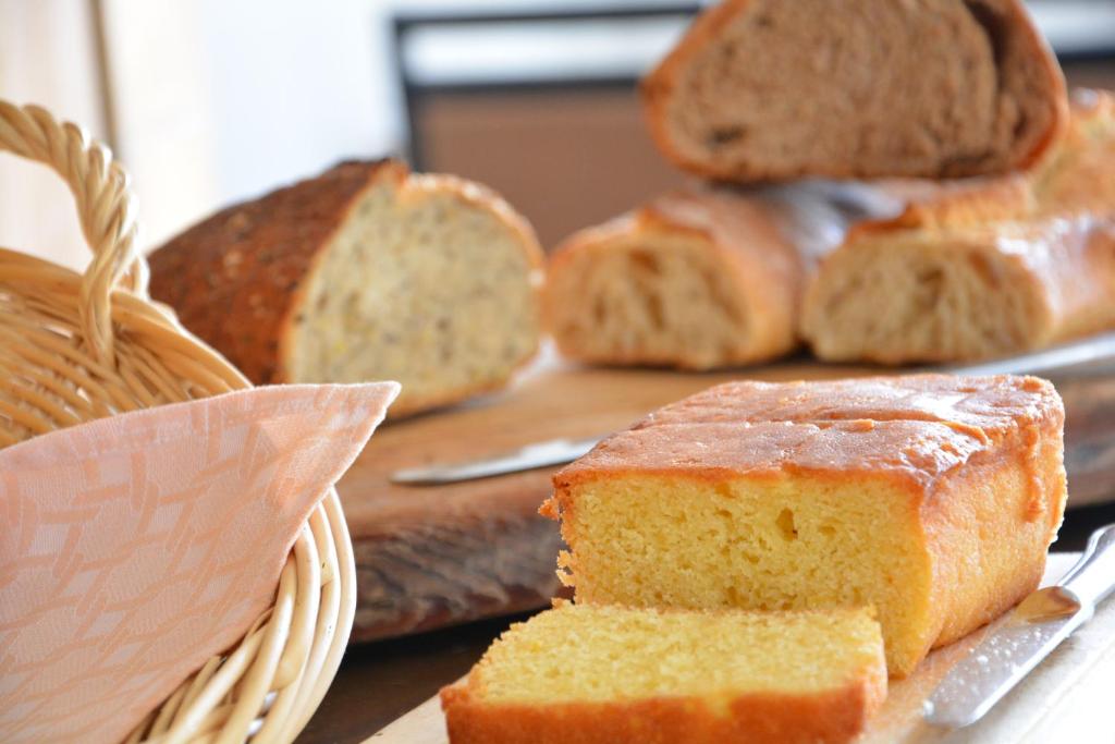 a close up of a piece of bread on a table at Hotel Le Faranchin in Villar-dʼArène