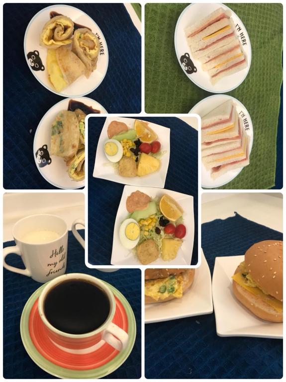 a collage of pictures of plates of food and a cup of coffee at Kenting Garden Homestay in Kenting