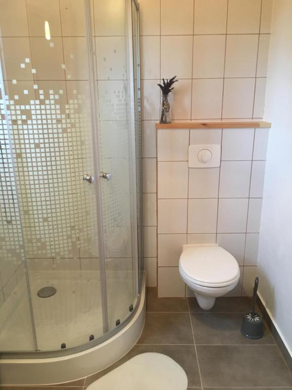 Koupelna v ubytování Lesna Domki Letniskowe