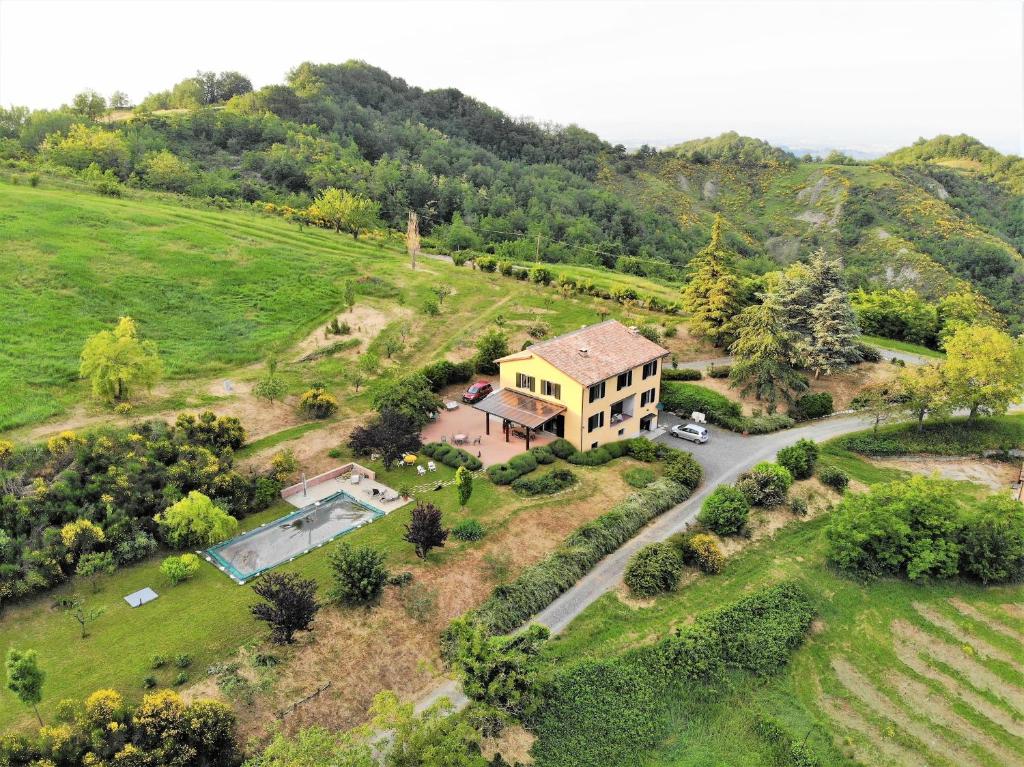 an aerial view of a house on a hill at Case Crovina in Salsomaggiore Terme