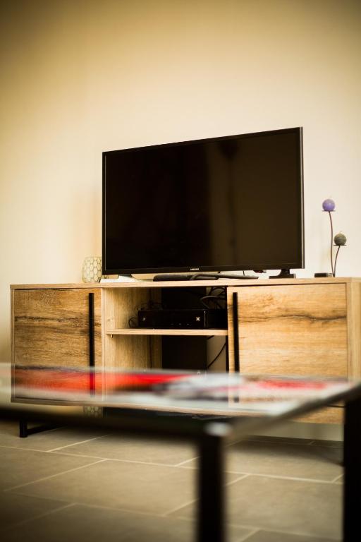 TV a/nebo společenská místnost v ubytování Gîtes du tellin