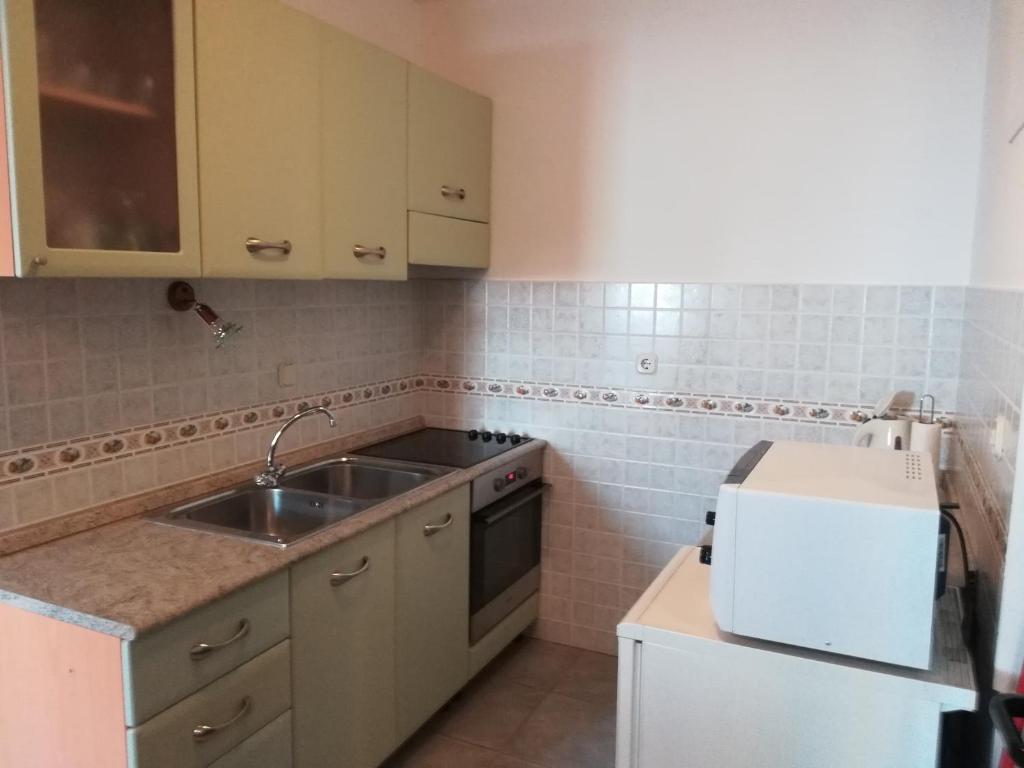 Kuchyň nebo kuchyňský kout v ubytování Apartments Vuković
