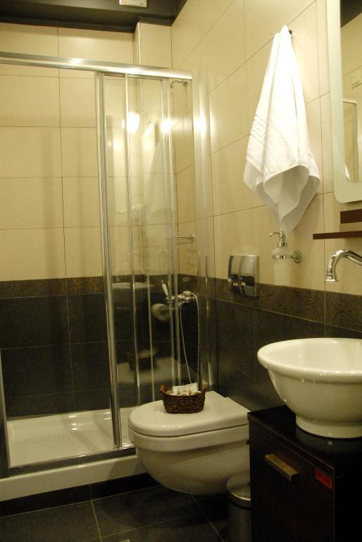 Koupelna v ubytování Hotel Filoxenia