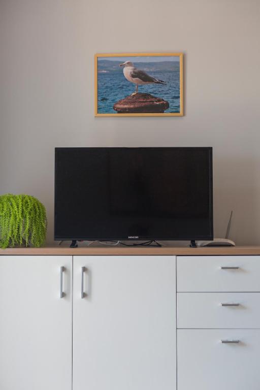 Televízia a/alebo spoločenská miestnosť v ubytovaní Apartments Smokva