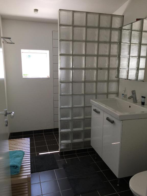 Koupelna v ubytování Tusindfrugt B&B