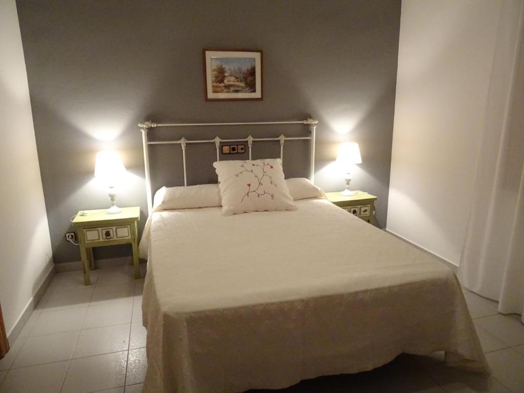 Postel nebo postele na pokoji v ubytování Hostal Pirineos Ainsa