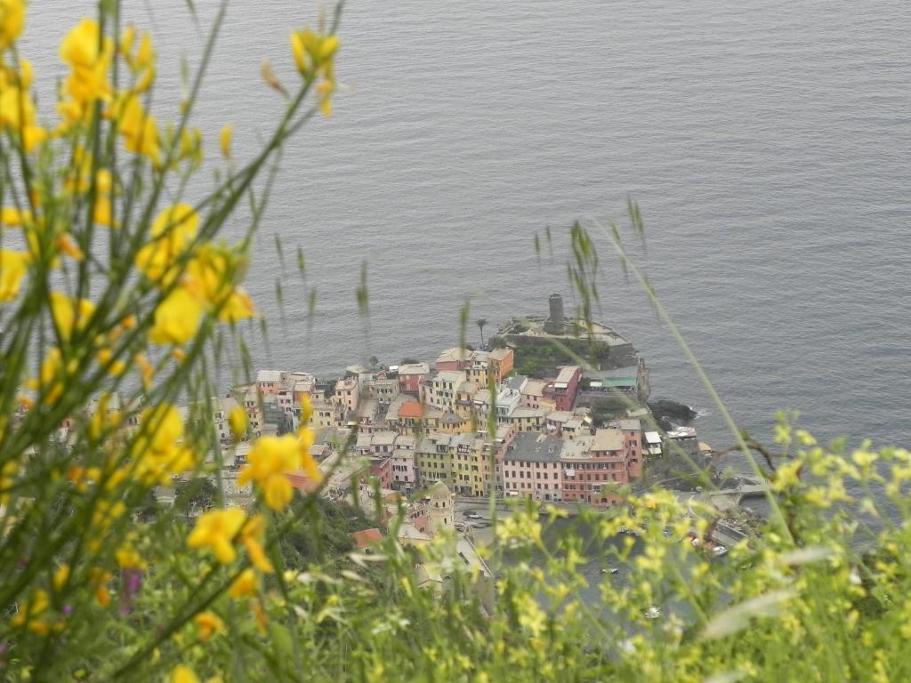 una pequeña ciudad en una isla en el agua en Cà gialla de Drignana, en Vernazza