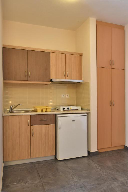 Kuchyň nebo kuchyňský kout v ubytování Aigli Rooms
