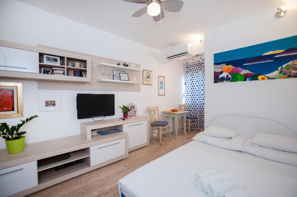 Televízia a/alebo spoločenská miestnosť v ubytovaní Asa Studio Apartment