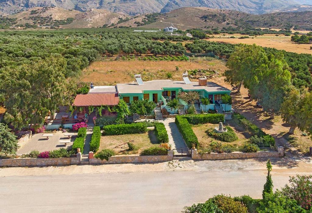 an aerial view of a house with a garden at Zorbas Rooms in Frangokastello