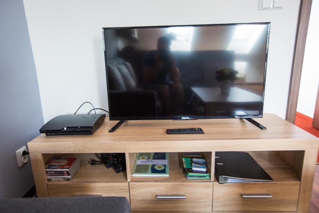 TV a/nebo společenská místnost v ubytování Apartmány u sv. Kryštofa