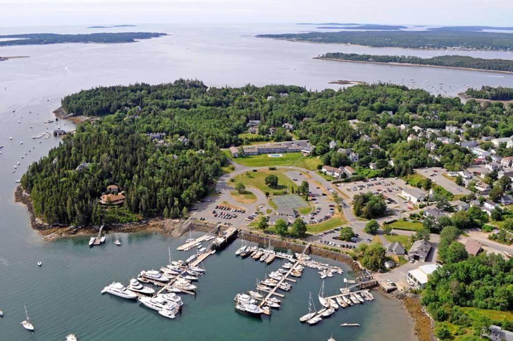 a group of boats are docked in a harbor at Kimball Terrace Inn in Northeast Harbor