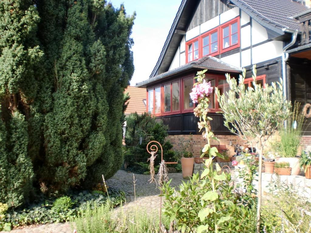 einen Garten vor einem Haus in der Unterkunft Auf "Kleine Wiesen" in Lübbenau