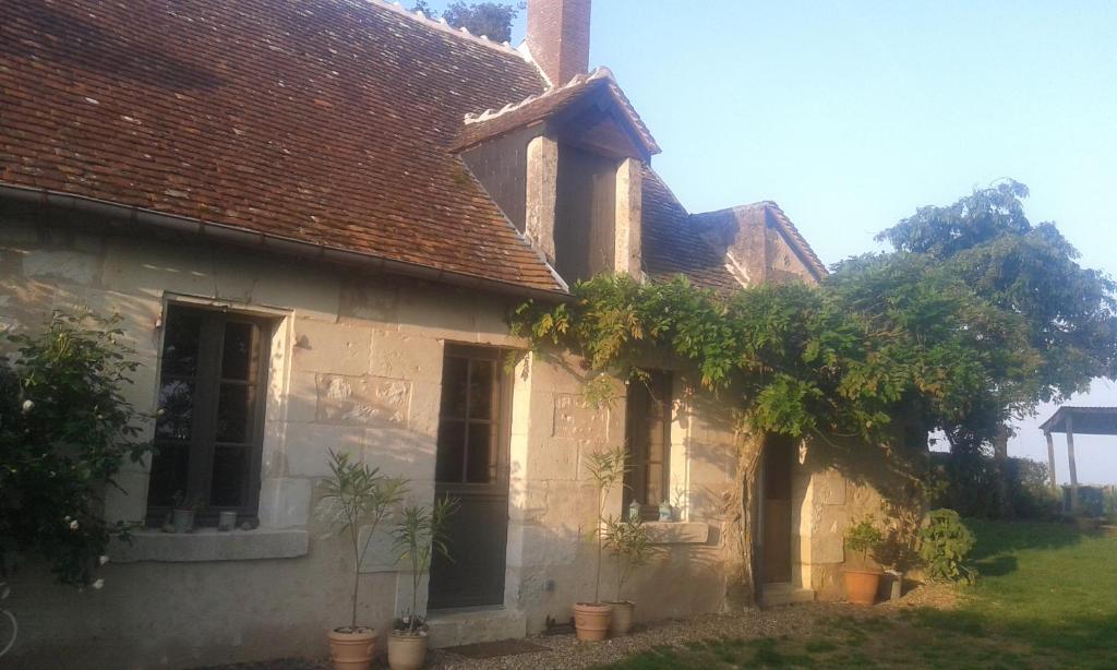 an old house with plants on the side of it at la vigneraie in Seigy