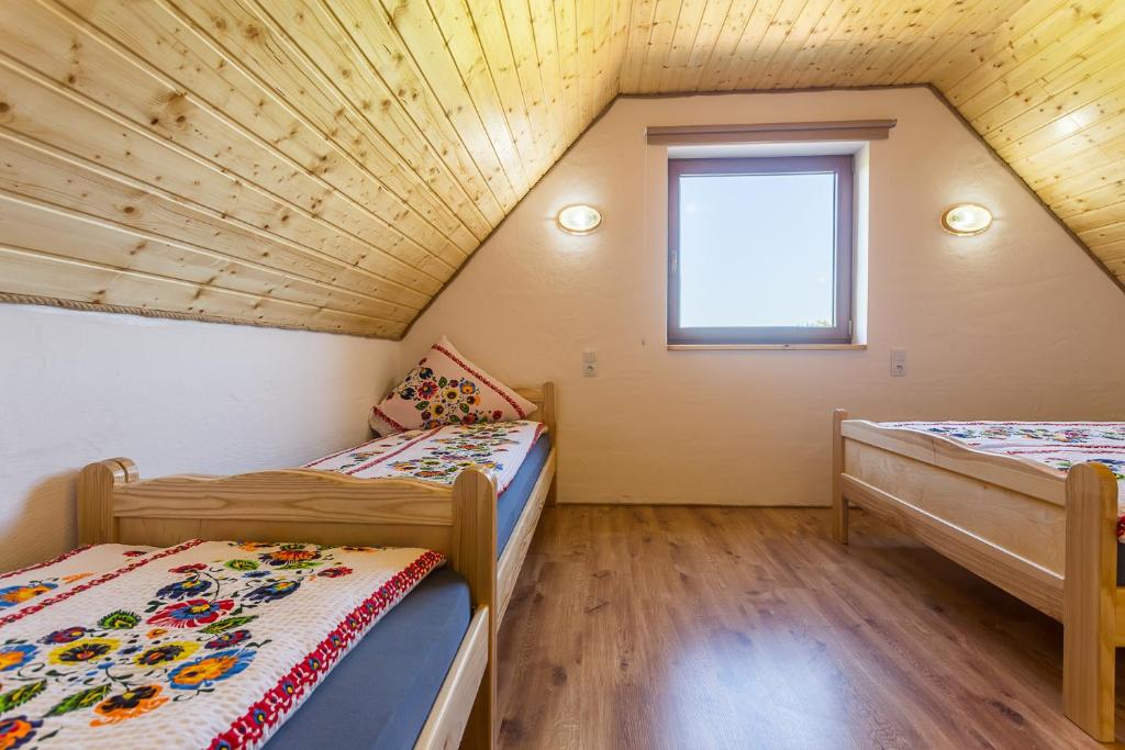 Posteľ alebo postele v izbe v ubytovaní Bieszczadzkie Wzgórze Domki 724-472-882