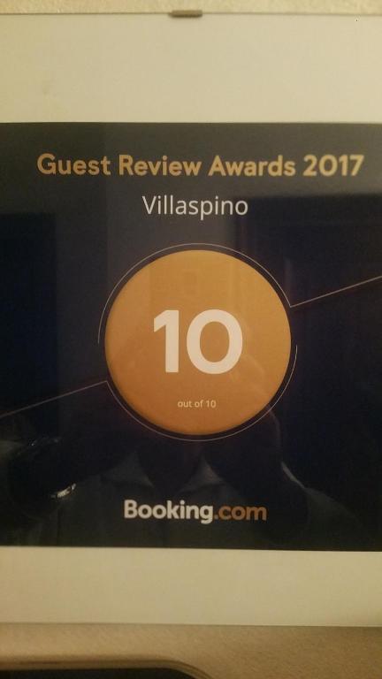 Certifikát, hodnocení, plakát nebo jiný dokument vystavený v ubytování Villaspino