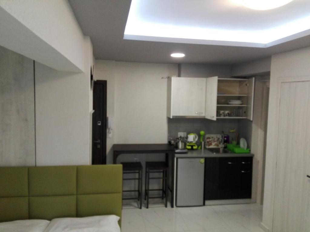 a room with a kitchen and a living room at Milla Lux 2 in Paralia Katerinis