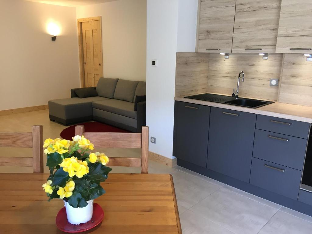 Kuchyň nebo kuchyňský kout v ubytování Appartement Bozel