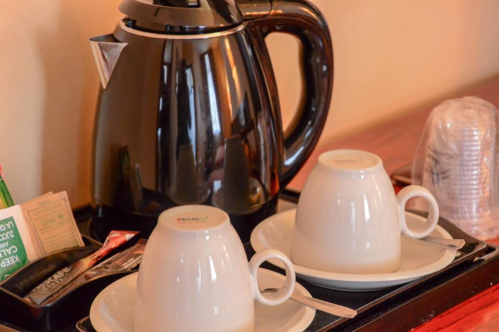 Příslušenství pro přípravu čaje a kávy v ubytování Hotel Le Boulevard