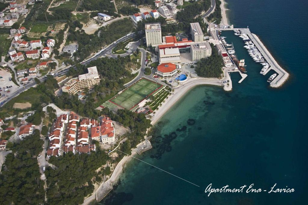 an aerial view of a resort near the water at Apartment Ena - Lavica in Podstrana