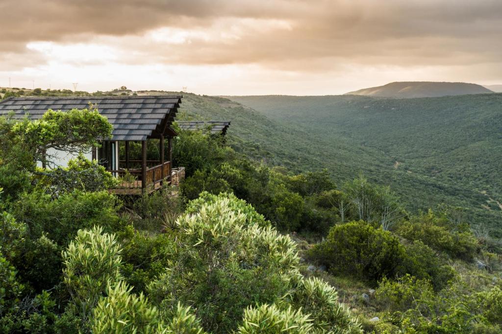 a house on the side of a hill with a view at Ikwanitsha Lodge in Paterson