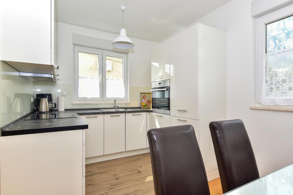 Kuchyň nebo kuchyňský kout v ubytování Apartments Evelin