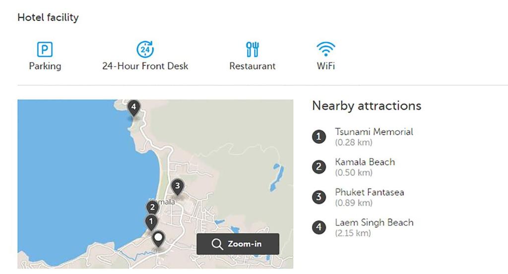 uno screenshot di uno schermo cellulare con mappa di Baan Kamala Backpacker a Kamala Beach