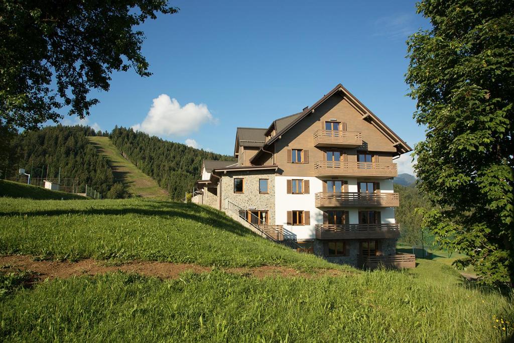 Ribnica na PohorjuにあるLake Peak Apartments, Ribniško Pohorjeの草原の頂上の家