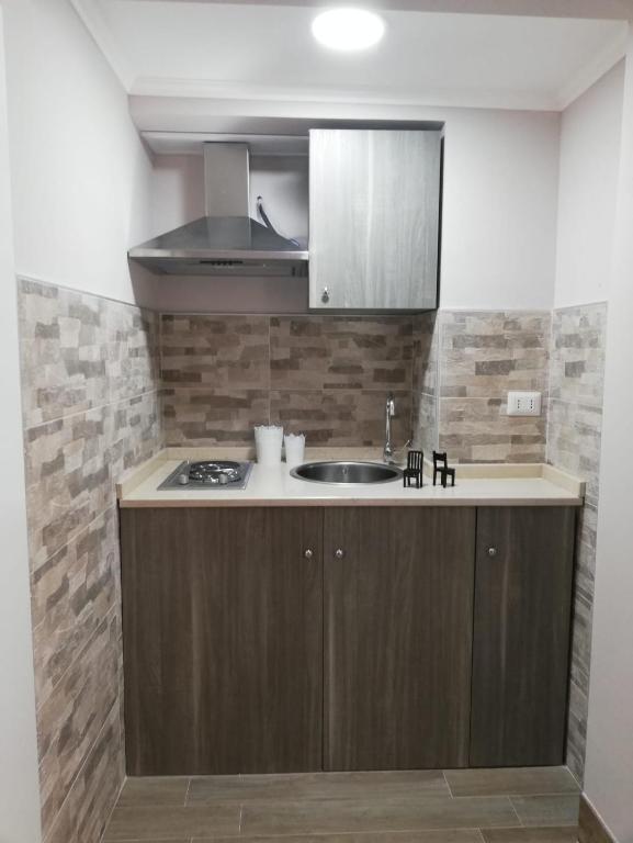 kuchnia ze zlewem i kuchenką w obiekcie Casa Vacanza Due Effe w mieście Martina Franca
