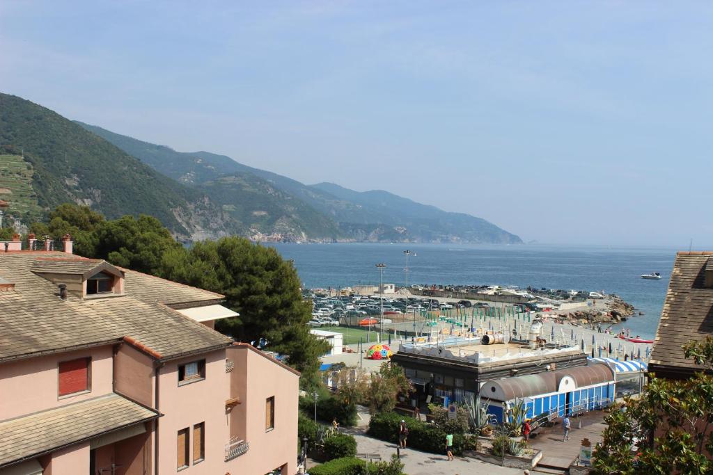 a view of a town next to the water at Seaview Apartment Monterosso, Cinque Terre in Monterosso al Mare