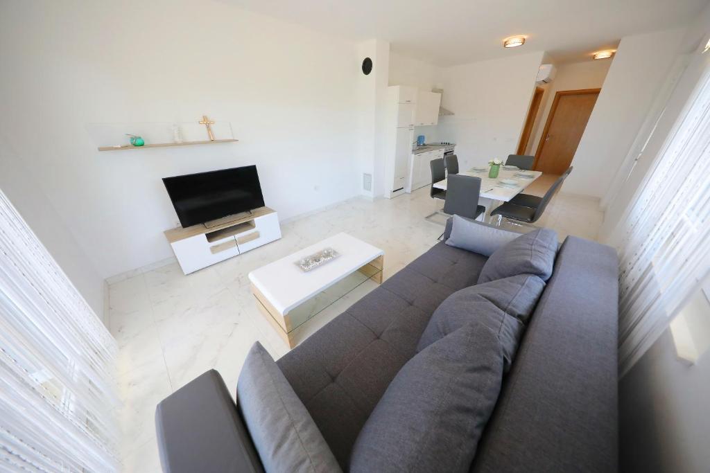 Televízia a/alebo spoločenská miestnosť v ubytovaní Apartmani Vlado Mitar