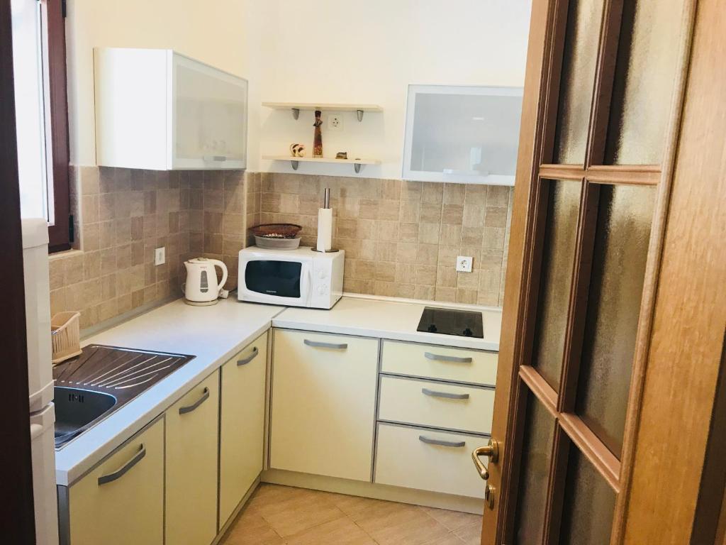 Kuchyň nebo kuchyňský kout v ubytování Apartments Sneža