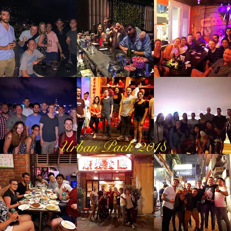 un collage di foto di persone a una festa di Urban Pack a Hong Kong