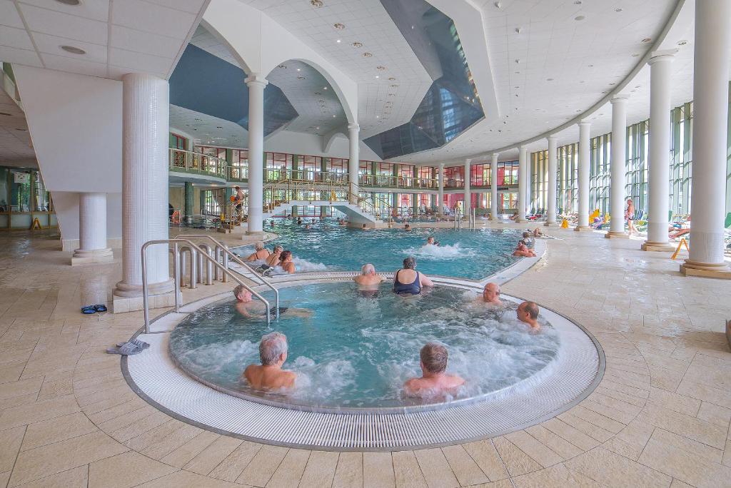 a group of people in a hot tub in a building at Spa Resort PAWLIK-AQUAFORUM in Františkovy Lázně