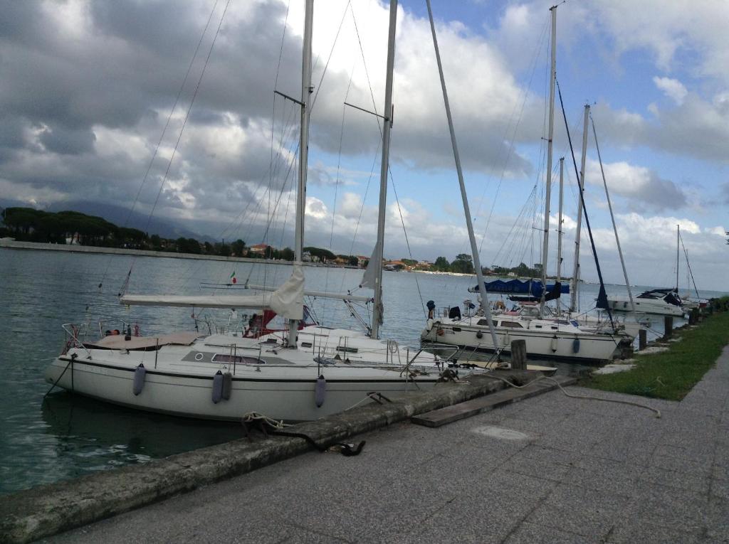 a group of sailboats are docked at a dock at Ca' Mari in Ameglia