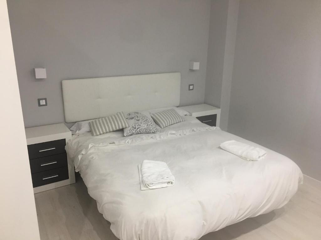 メリダにあるApartamento Ausonio 2 dormitoriosの白いベッド(枕2つ付)