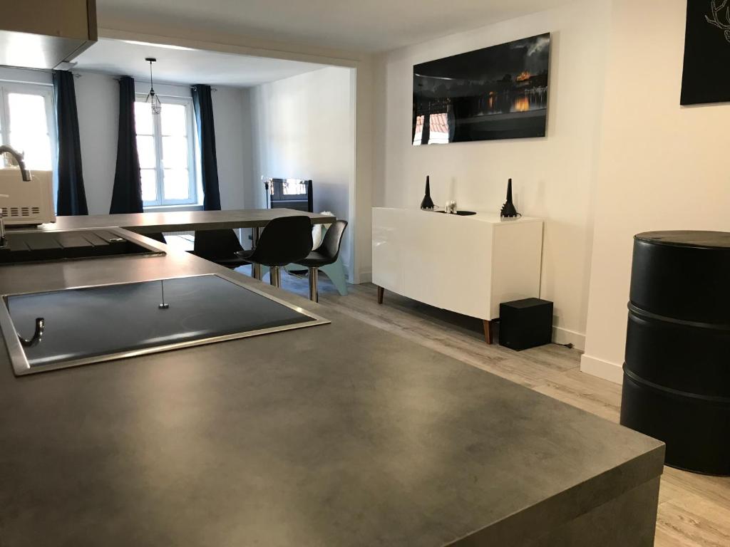 メスにあるAppartement Champéのリビングルーム(テーブル付)、ダイニングルーム