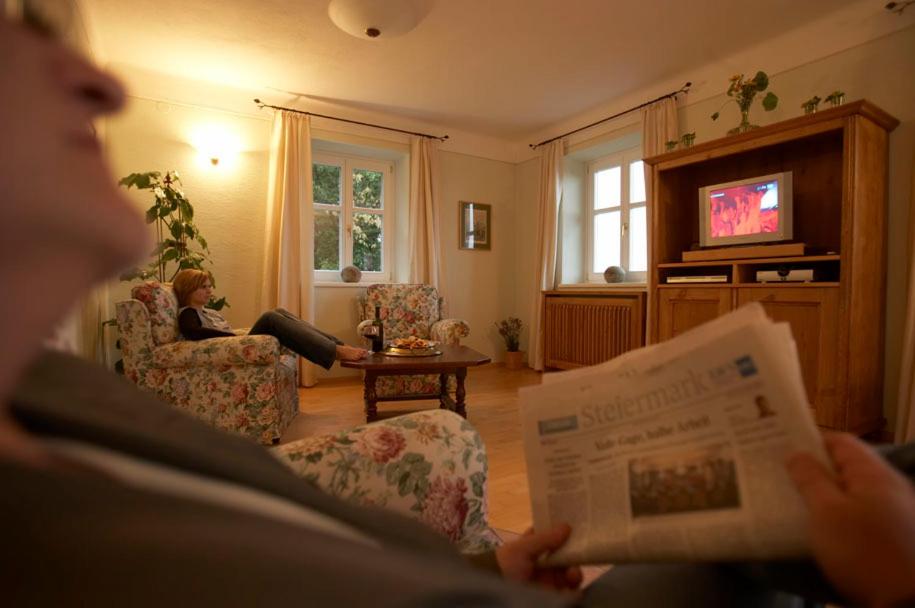 A television and/or entertainment centre at Winzerhaus Friedrich