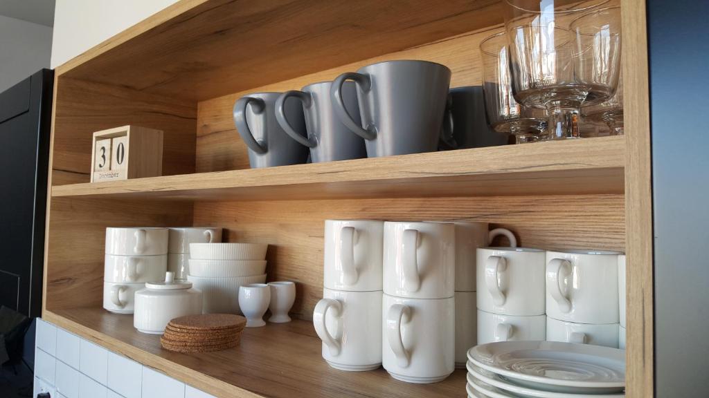Príslušenstvo na prípravu kávy alebo čaju v ubytovaní Apartament Homole A6