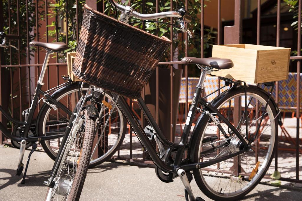 a black bicycle with a box on the front at Hôtel Du Dragon in Strasbourg