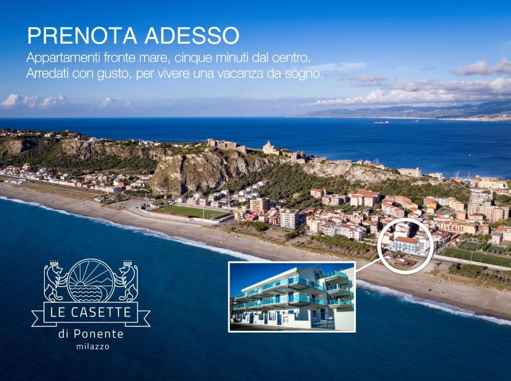 an aerial view of an island in the ocean at Le Casette di Ponente in Milazzo