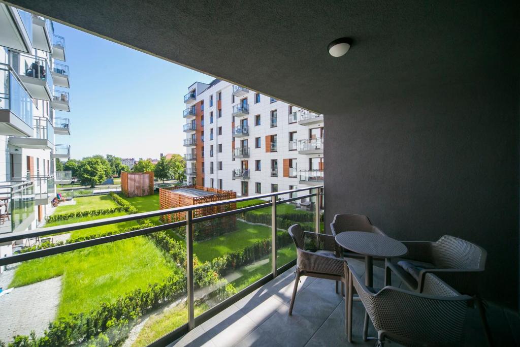 Balkón alebo terasa v ubytovaní GRANO APARTMENTS Gdańsk Motława SPA & Wellness