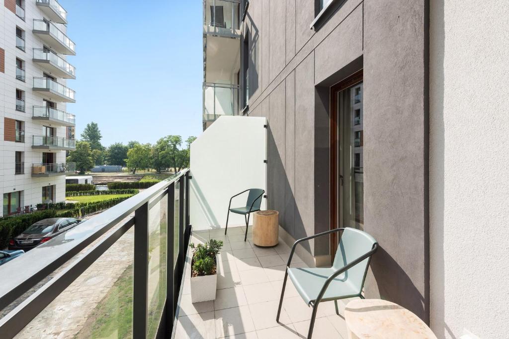 Balkón alebo terasa v ubytovaní GRANO FLATS Gdańsk - Chmielna 73