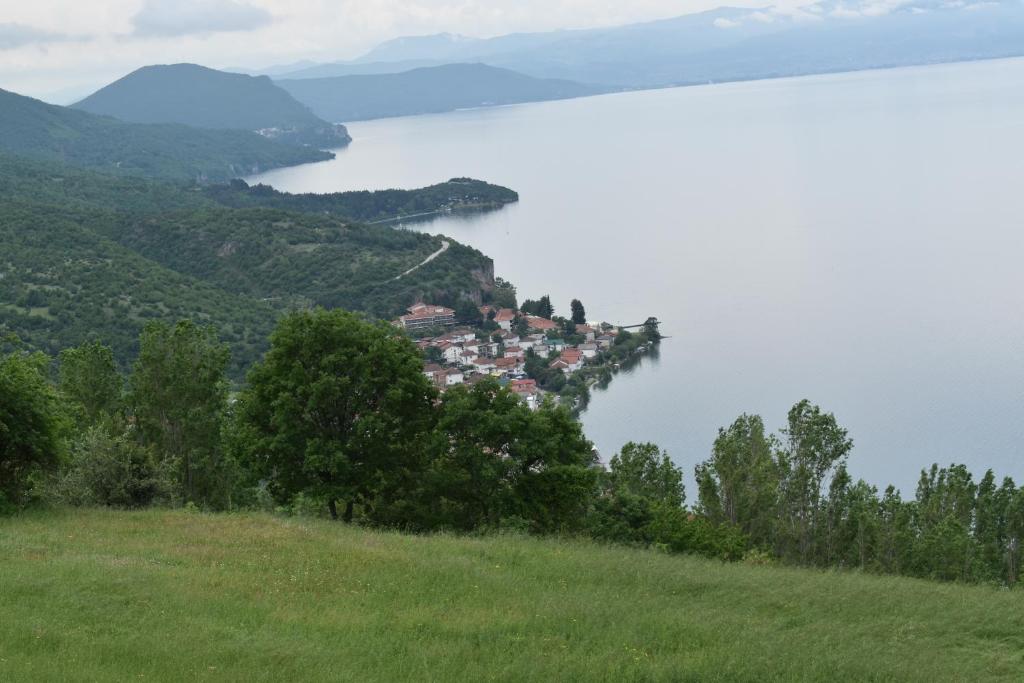 a view of a town on a hill overlooking a body of water at Shoposki Guest House in Ohrid
